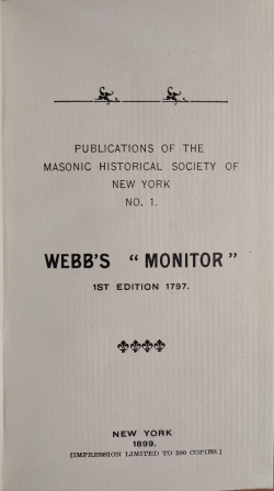 Freemason's Monitor, or Illustrations of Freemasonry, In Two Parts (facsimile)