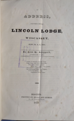 Address Delivered before Lincoln Lodge, Wiscasset, 24 June 1831