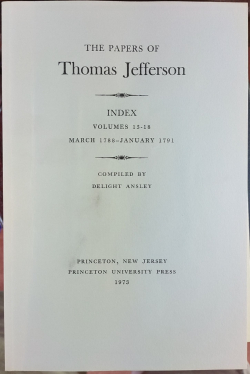 Papers of Thomas Jefferson, Index, Vols. 13-18