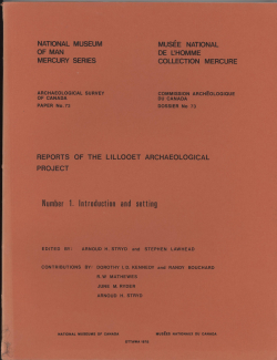 Reports of the Lillooet Archaeological Project - Number 1: Introduction and Setting