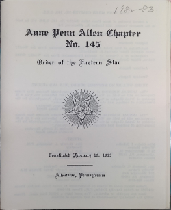 Anne Penn Allen Chapter No.145, O. E. S., Notices, 1913-1997