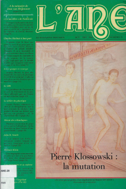 Ane L´ nº 28 ( Pierre Klossowski: la mutation )
