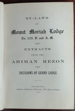 By-Laws of Mount Moriah Lodge No.155
