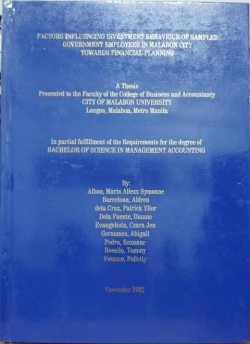 Factors Influencing Investment Behaviour of Sampled Government Employees in Malabon City Towards Financial Planning