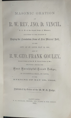 Address - Masonic Oration delivered at the Laying of the Foundation Stone of Free Masons' Hall